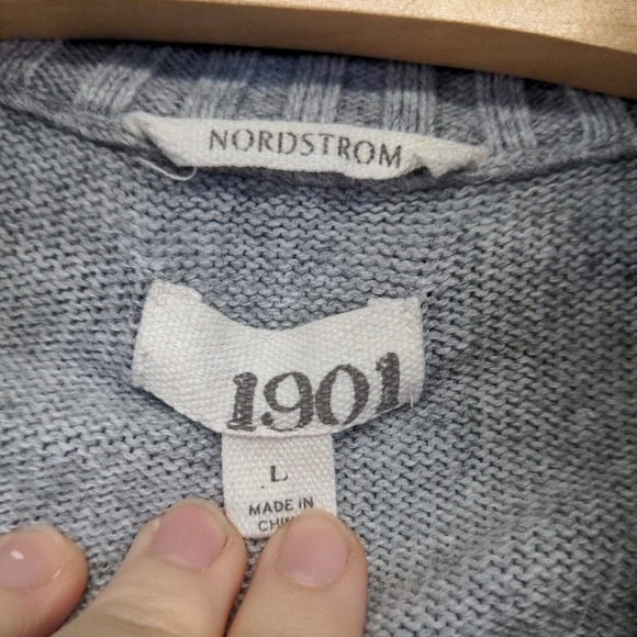 Nordstrom 1901 Men's 1/4 Zip Cashmere Cotton Sweater Gray Size L - Picture 11 of 12